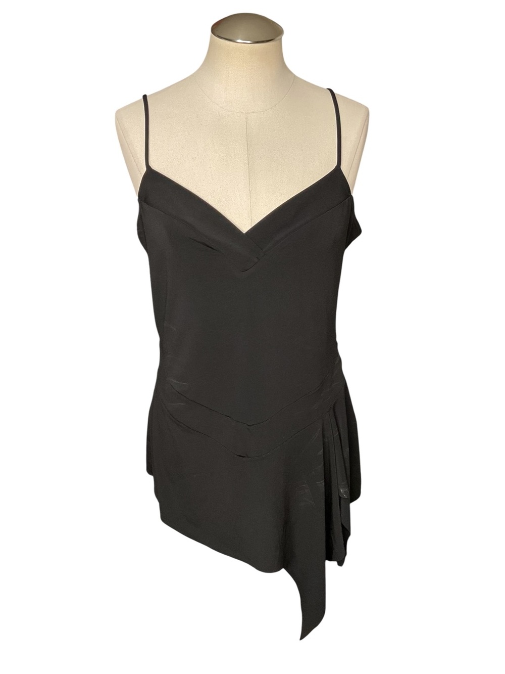 Vintage Y2K Rampage Black Asymmetrical Handkerchief Hem Cami Top L